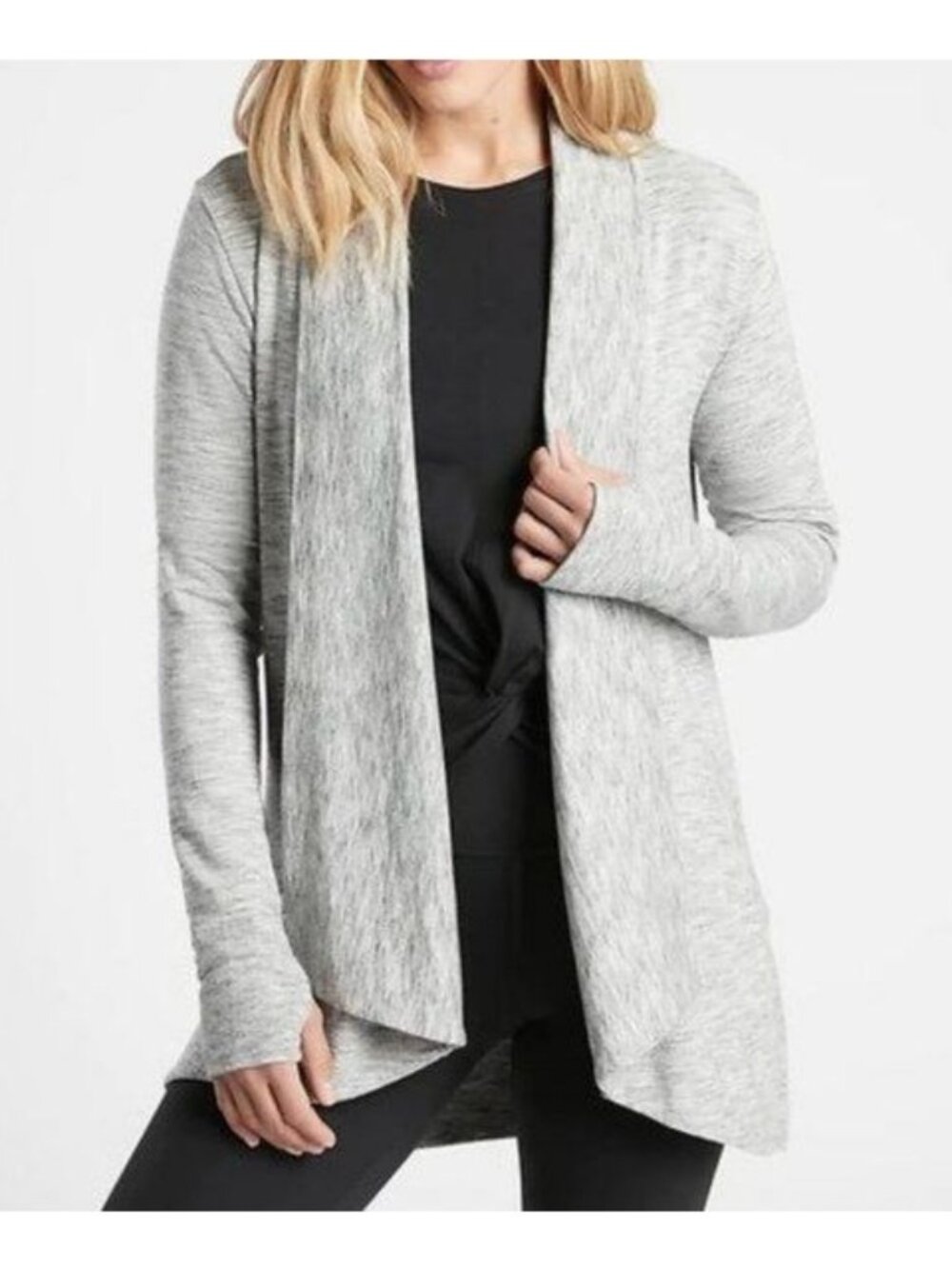 Athleta | Pranayama Wrap Open Cardigan Heathered Gray